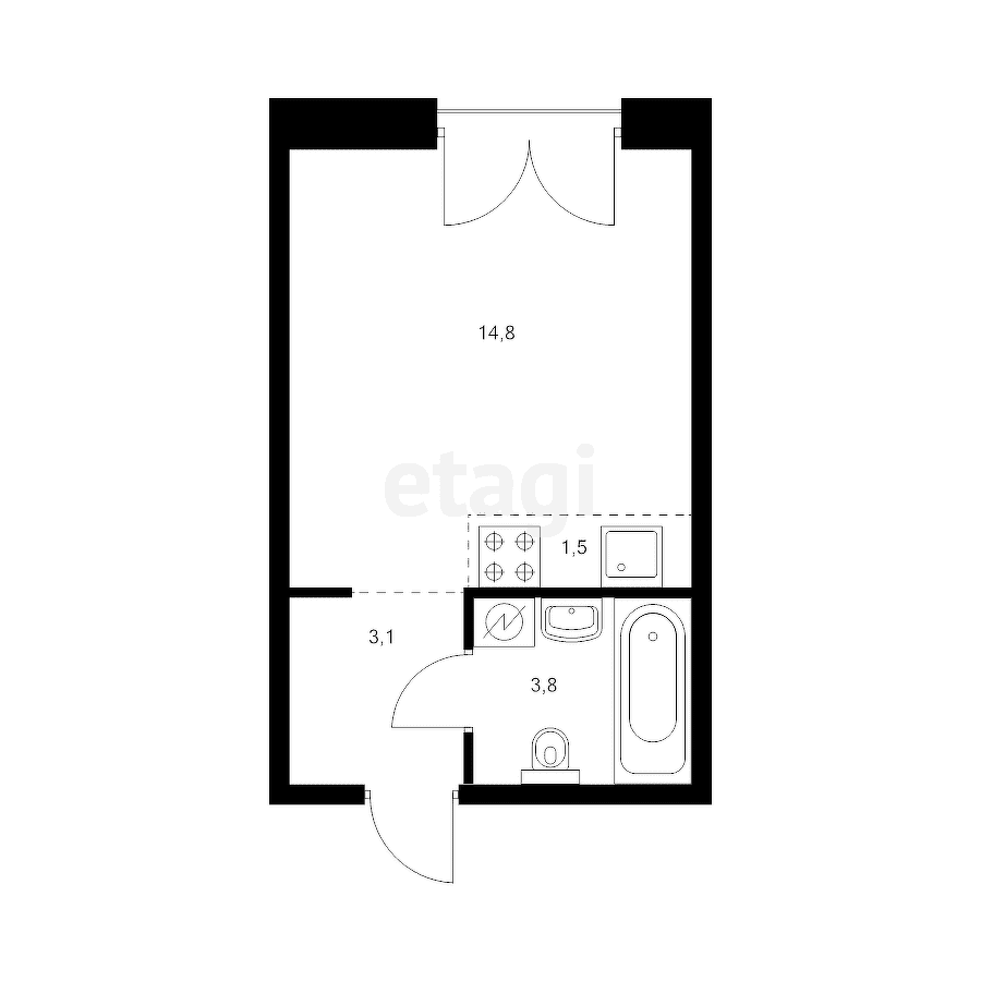Студия, 23.2м²